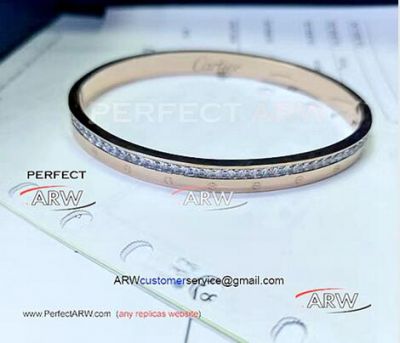 Perfect Replica Cartier Bangle - Rose Gold with Diamonds